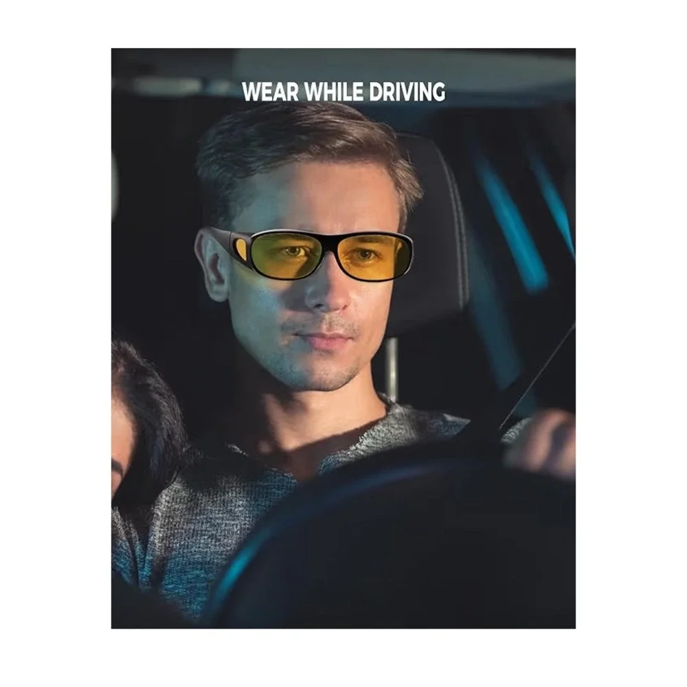 FIMOSON HD Black Polarized Night Vision‎ Glasses Fit Over Sunglasses Yellow Lens